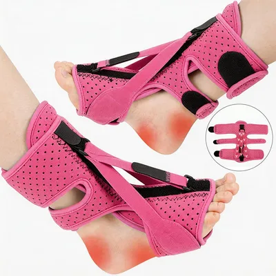 Produktbild von Plantarfasziitis Nachtschiene– Verbesserte 3-verstellbare Riemen,Entlastungsschiene mit Memory-Schaum-Pad,Komfortable Nachtschiene für Fersenschmerzen