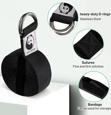 Immagine prodotto di Fascia elastica per yoga in cotone, pratica fascia per lo stretching e il fitness, con chiusura a scorrimento in metallo, adatta a principianti e avanzati, disponibile in diversi colori (180/250 cm)