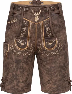Produktbild von PAULGOS Kinder Trachten Lederhose Kurz - KK2 - Echtes Leder - in 2 Farben erhältlich -Größe 86 - 164