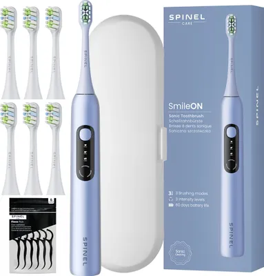 Obrázok produktu pre Spinel Care SmileON sonická zubná kefka modrá 6 nástavcov puzdro USB časovač IPX7
