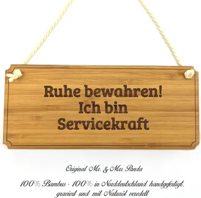 Produktbild von Mr. & Mrs. Panda Hinweisschild Servicekraft - Geschenk, Landhaus, Graviert, Türschild, Ausbildung, Shabby, Eingangsschild, Reklameschild, Schild, Abschluss, Geschenkidee