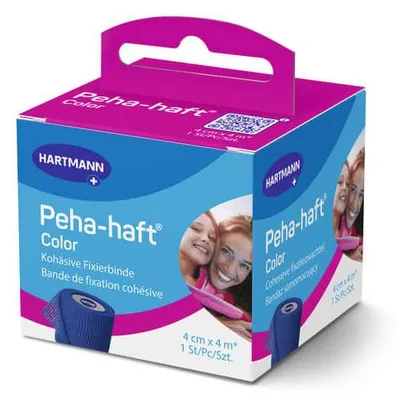 Produktbild von Hartmann Peha-haft Color Fixierbinde blau 4 cm x 4 m