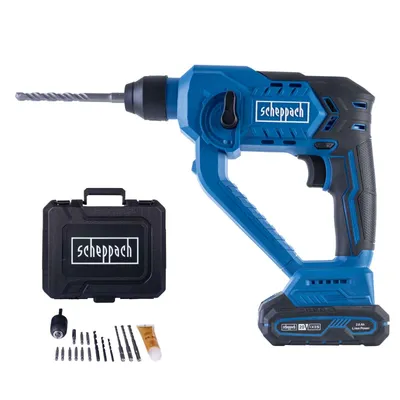 Produktbild von Scheppach Akku-Bohrhammer C-RHD130-X | 1,3 J | bis zu 6000 bpm | LED | 20V IXES | inkl. Transportkoffer, Zubehörset, 2Ah Akku und 2,4A Ladegerät