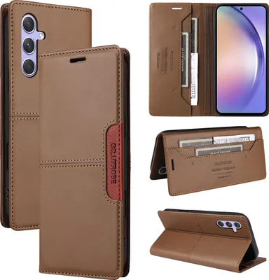 Produktbild von Handyhülle für Samsung Galaxy A54 5G Hülle, Leder Flip Wallet Kartenfach Stand Schutzhülle Braun
