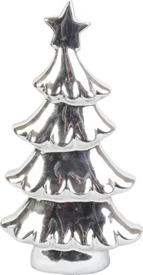 Produktbild von Weihnachtsbaumfigur aus silberner Keramik, 24 cm hoch