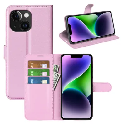 Image de Pour Apple iPhone 15 Smart Handy Etui rose Etuis en similicuir Cover Case Book