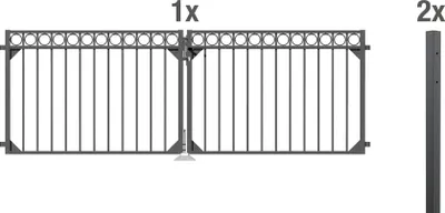 Produktbild von Alberts Doppeltor-Set für Zaunsystem Circle, Höhe 100 cm, Breite 300 cm, anthrazit, zum Einbetonieren