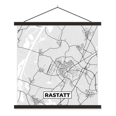 Produktbild von MuchoWow® Textilposter Stadtplan - Karte - Deutschland - Karte 90x90 cm mit schwarzem Rahmen - Magnetisches