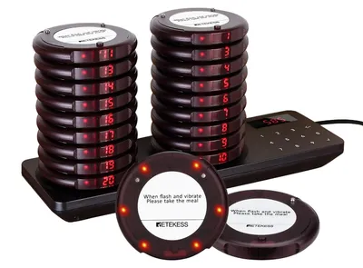 Produktbild von Gästerufsystem Restaurant-Pager Funkrufsystem - 20 Pager - 500 m Reichweite - 31 Rufmodi