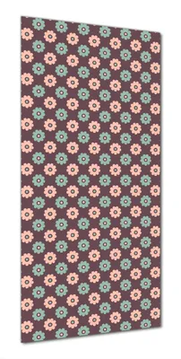 Produktbild von Wallario selbstklebende Duschrückwand 80 x 180 cm mit Motiv Muster mit grünen und rosa-farbenen Blüten - Wandverkleidung mit Hochglanzlaminat in Glasoptik