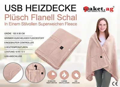 Produktbild von USB Heizdecke Flanell verschiedene Farben USB-Stromversorgung mit 5 V / 2 A.