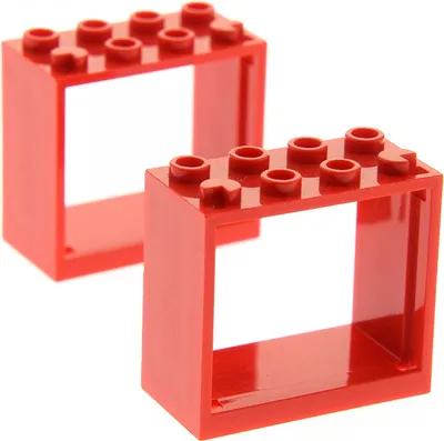 Produktbild von 2x Lego Fenster Rahmen 2x4x3 rot ohne Scheibe 7208 6053 10698 4528164 60598