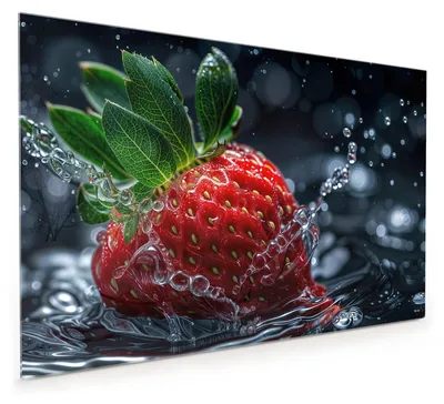 Produktbild von Küchenrückwand Spritzschutz Glas mit Motiv Erdbeere im Wasser 40 x 40 cm