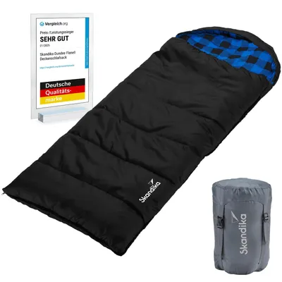 Produktbild von Skandika Dundee Junior Kinderschlafsack | Outdoor Camping Schlafsack für Kinder, Flanell-Innenfutter aus Baumwolle, kuschelig weich, wasserabweisend