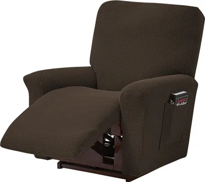 Produktbild von Liegestuhlbezug Stretch-Relaxsesselbezug, klein karierter Jacquard, ausgestattet mit Standard-/Übergrößen-Relaxsessel, Braun
