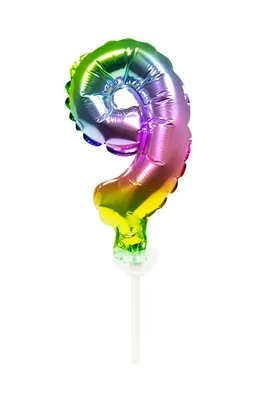 Produktbild von Tortendeko Ballonzahl, ca.13cm #9 Regenbogen