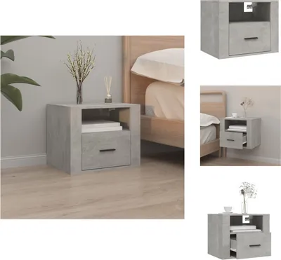 Produktbild von vidaXL Wand-Nachttisch Betongrau 50x36x40 cm -  Nachttische