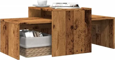 Immagine prodotto di Maison Exclusive - Tavolino effetto legno antico 100x48x40 cm Materiale ligneo
