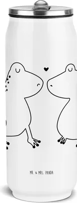 Produktbild von Mr. & Mrs. Panda Wasserflasche Frosch Liebe - Weiß - Geschenk, Thermosflasche, Verliebt, Freundin, Edelstahlflasche, Trinkflasche, Thermoflasche, Edelstahl, Froschkönig