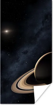 Produktbild von MuchoWow® Poster Der Planet Saturn vor einem dunklen Himmel mit einem Stern 80x160 cm - Kinderzimmer