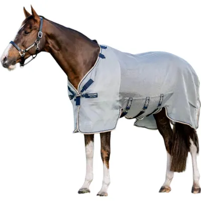 Produktbild von Horseware Ireland Fliegendecke Rambo Protector Fliegenschutz Silver/Navy, White & Beige 6'9 (155cm)