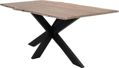 Produktbild von Esstisch - Braun - Schwarz - 180 x 90 cm - Akazie massiv - Metallgestell - mit Baumkante