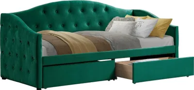 Produktbild von Kondela Zaska Einzelbett mit Stauraum 90x200 cm – grün (Samt)
