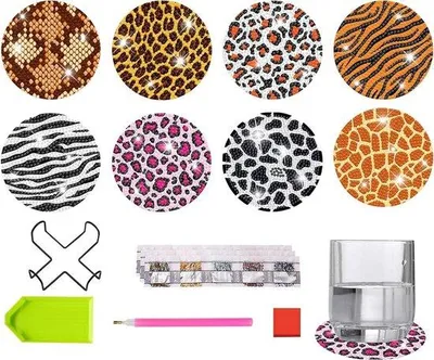 Zdjęcie produktu dla Kunstmalerei-Set - 8 Stücke - Leopard-Muster - Für Anfänger - Kinder und Erwachsene