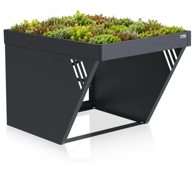 Obrázek produktu pro Garáž pro robotické sekačky Zelsius s květináčem, rozměry 85 x 66 x 60 cm, pozinkovaná ocel, barva antracit (RAL 7016), krytá konstrukce