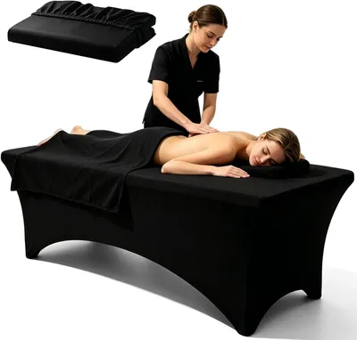Productafbeelding van Tafelkleed: 183 x 76 x 76 cm. Elastisch, rechthoekig tafelkleed, stretchhoes voor massagebank, geschikt voor spa's, schoonheidssalons en evenementen, banketten en bruiloften