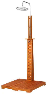 Produktbild von CASARIA® Gartendusche FSC®-zertifiziertes Eukalyptusholz 224cm Seifenablage mit Bodenplatte Großer Duschkopf Gartenschlauch Anschluss Holz Garten Pool Camping Dusche