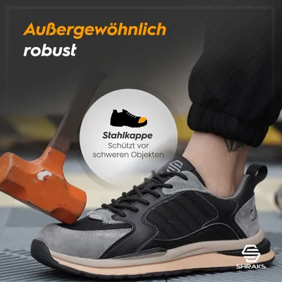 Produktbild von Shraks Venu Sicherheitsschuhe - Arbeitsschuhe für Damen und Herren - Stahlkappe - Sneaker - Atmungsaktives und leichtes Design - Größe 43