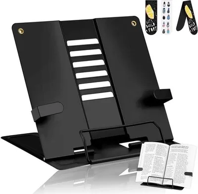 Immagine prodotto di Ibenzoa®: Portabibbia pieghevole in metallo, regolabile (6 angolazioni), adatto per libri e tablet fino a 800 pagine, per bambini e adulti