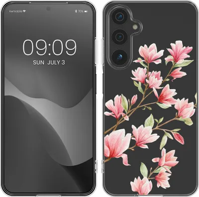 Produktbild von kwmobile Case kompatibel mit Samsung Galaxy A16 5G - Hülle Silikon transparent Magnolien Rosa Weiß Transparent