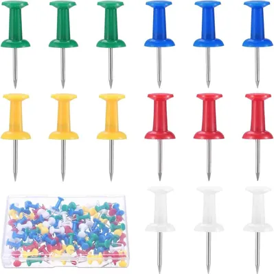 Produktbild von 120 Stück Reißnägel Set, Bunte Pinnwandnadeln, 120 Stück Reißzwecken, Bunte Pinnwandnadeln für Büro, Schule und Zuhause, Push Pins mit Stift für Pinnwand und Korktafel, Praktisch und Vielseitig, mit B