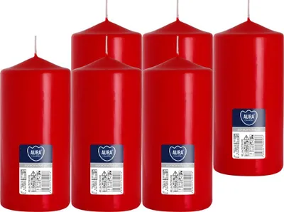 Zdjęcie produktu dla Świeca walec BISPOL Aura 66H 15CM SW70/150 CZERWONA 6szt.