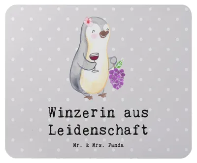 Produktbild von Mr. & Mrs. Panda Mousepad Winzerin Leidenschaft - Grau Pastell - Geschenk, laptop, mousematte, Mouse Pad, pc mausunterlage, Mauspad