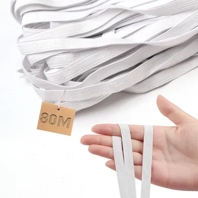 Produktbild von Elastisches Gummiband - 12 mm Breite - Zum Nähen von Bekleidung und Masken - Weiß - 80 Meter Länge