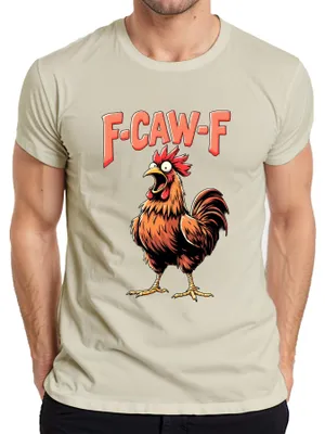 Produktbild von F CAW-F Lustiger Hahn Cartoon Bauernhof Geschenk Vintage Humor Herren T-Shirt, Natur, XL