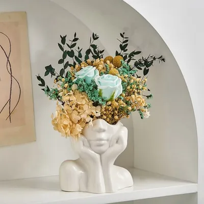 Produktbild von Vasen, Dekovase Keramik Vase, Pampasgras Vasen matt, Handgefertigte Getrocknete Blumenbehälter, Blumen-Pflanzenbehälter, Kunsthandwerk Ornamente
