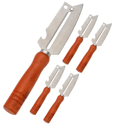 Produktbild von 3 in 1 Schälmesser Set 5 teilig Edelstahl Ananasschneider Obstschäler Multifunktions Schäler für Küche
