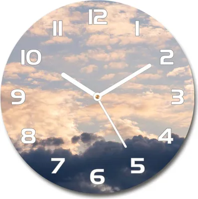 Produktbild von Wanduhr aus Glas 30fi Glasbild Glasuhr Gehärtetes Glas - weisse-zeiger - Clouds in the sky