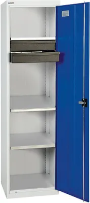Image de Stumpf Armoire à outils et matériel série 3000 gris clair / bleu gentiane + 2 tiroirs 100 mm + 3 tablettes coulissantes - 3005174