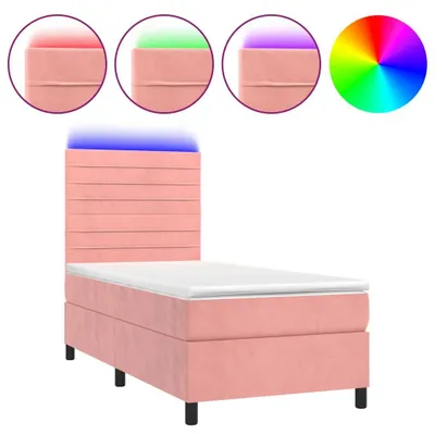 Produktbild von vidaXL Boxspringbett mit Matratze & LED Rosa 80x200 cm Samt