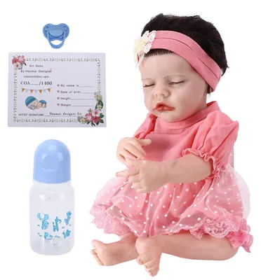 Immagine prodotto di Bambola Reborn da 17 pollici in morbido vinile, realistica, lavabile, bambola da bambina addormentata con vestitino rosa