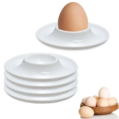 Eierbecher-Set, 4 Stück, weiß, Kunststoff, stapelbar, Ø 9,7 cm