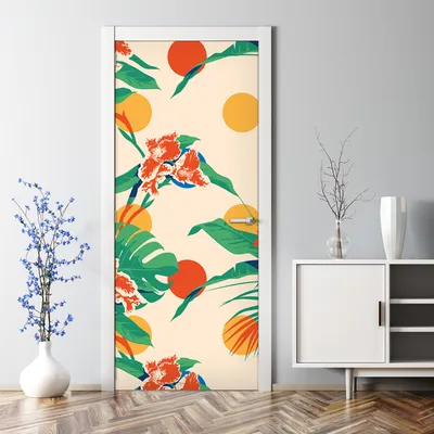 Produktbild von Dekorative Türaufkleber selbstklebend Klebefolie Aufkleber Blaue Palmblätter 70 x 200 cm