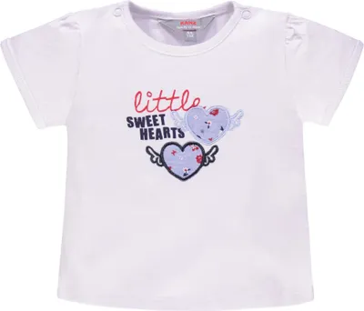 Produktbild von Kanz Mädchen T-Shirt, weiß, Gr. 62, mit Frontprint, Stickerei und Druckknöpfen