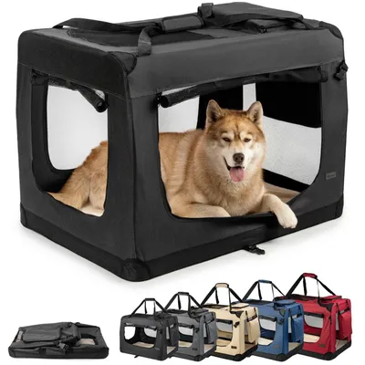 Productafbeelding van Hondenbench - Hondentransportbox - Opvouwbaar - 101 x 69 x 70 cm - Zwart