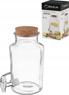Zdjęcie produktu dla Szklany słoik do napojów z kranikiem Lemon Galicja 2l